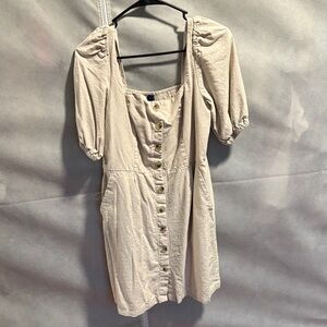 Old Navy Cream Button-Front Square Neck Mini Dress